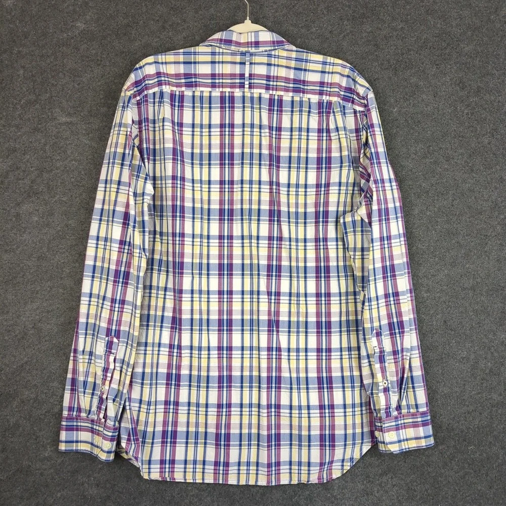 Banana Republic Soft Wash Mens‎ XL Plaid Button Down Shirt Blue Purple Yellow